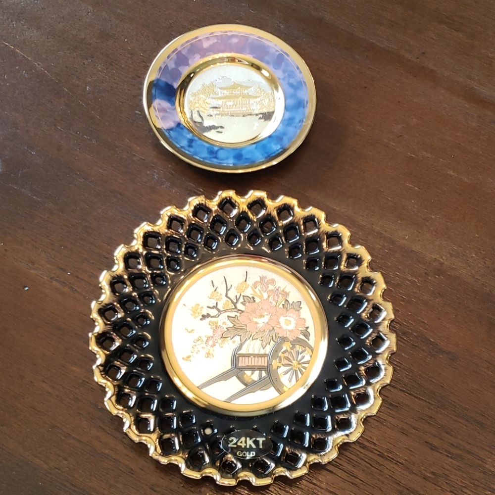 The Art of Chokin Display Plates 24K Gold